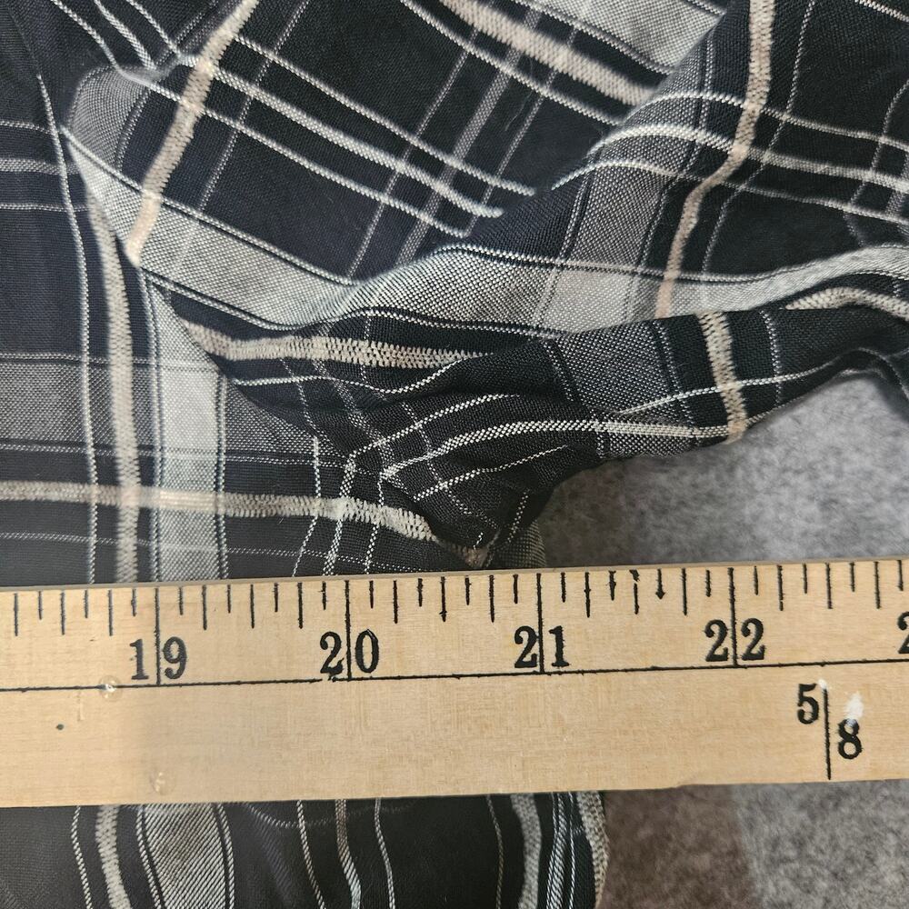 Max Studio Plaid Tiered Dress XL Pockets Button High Neck Balloon Sleeve - Picture 6 of 6